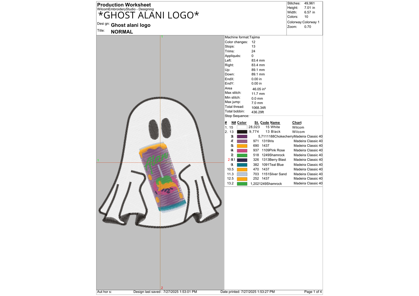 Ghost Drink Embroidery – Pick Your Favorite Beverage
