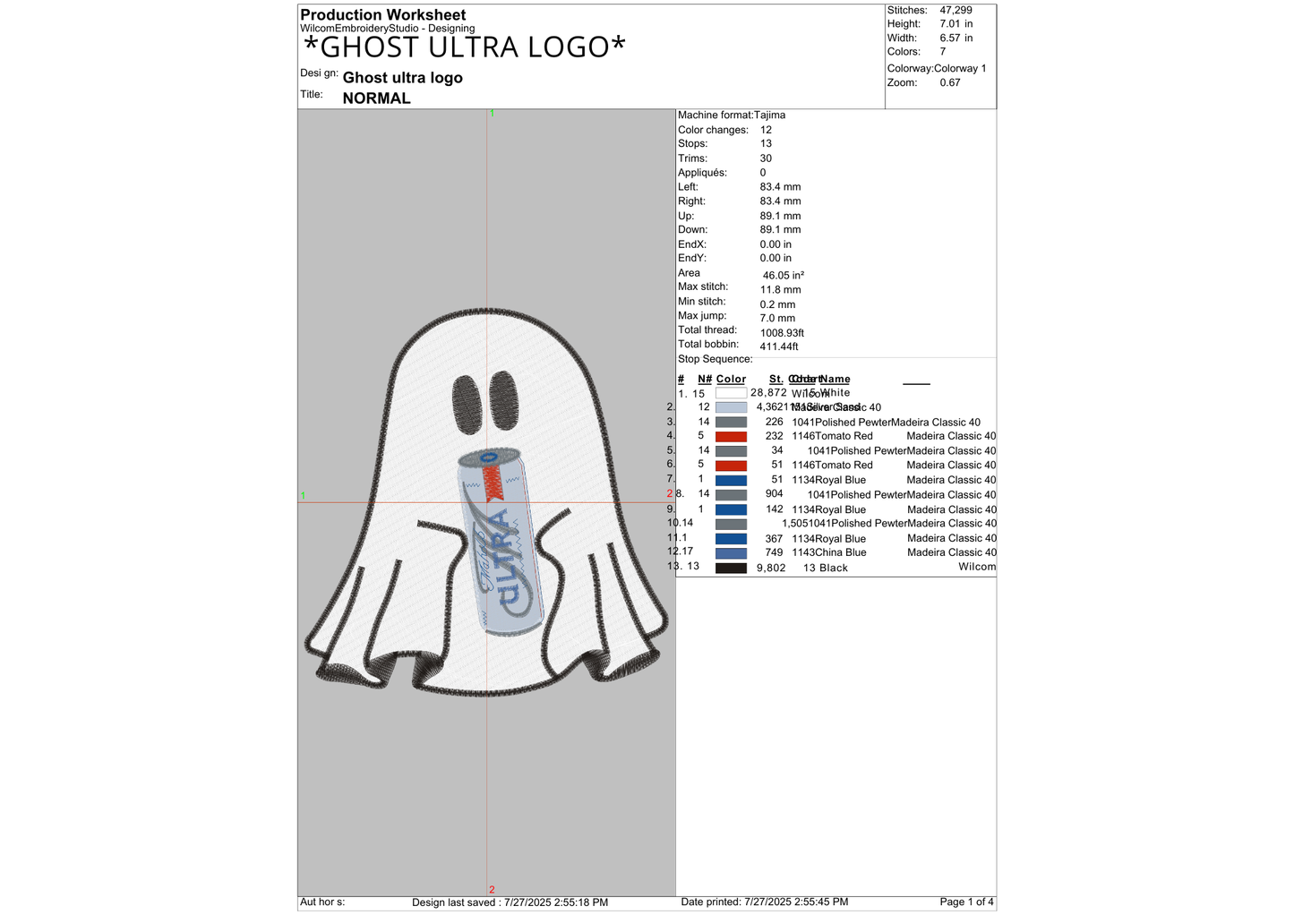 Ghost Drink Embroidery – Pick Your Favorite Beverage