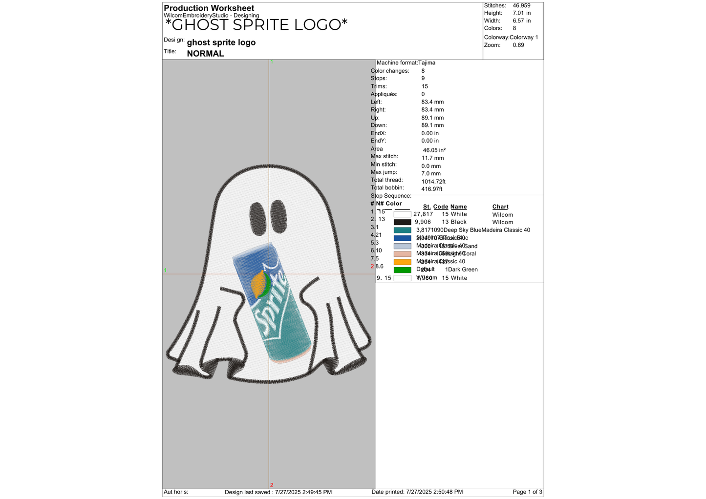 Ghost Drink Embroidery – Pick Your Favorite Beverage
