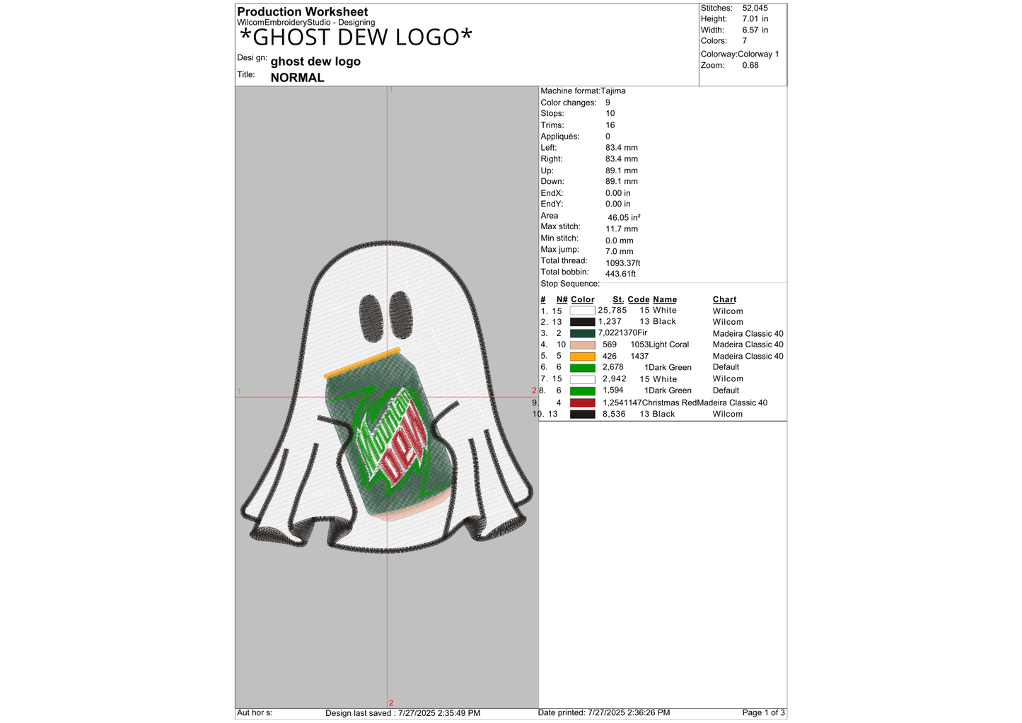 Ghost Drink Embroidery – Pick Your Favorite Beverage