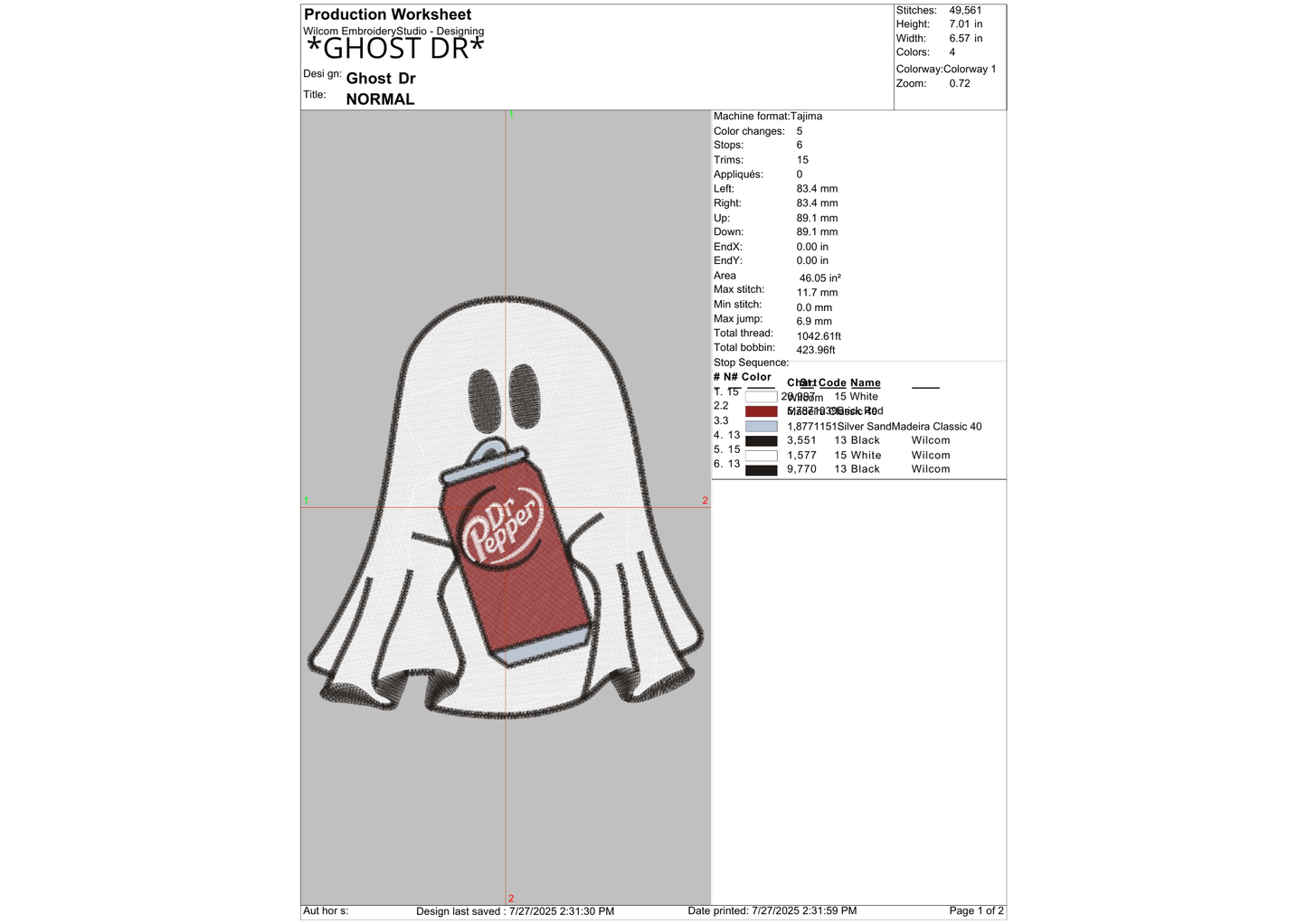 Ghost Drink Embroidery – Pick Your Favorite Beverage