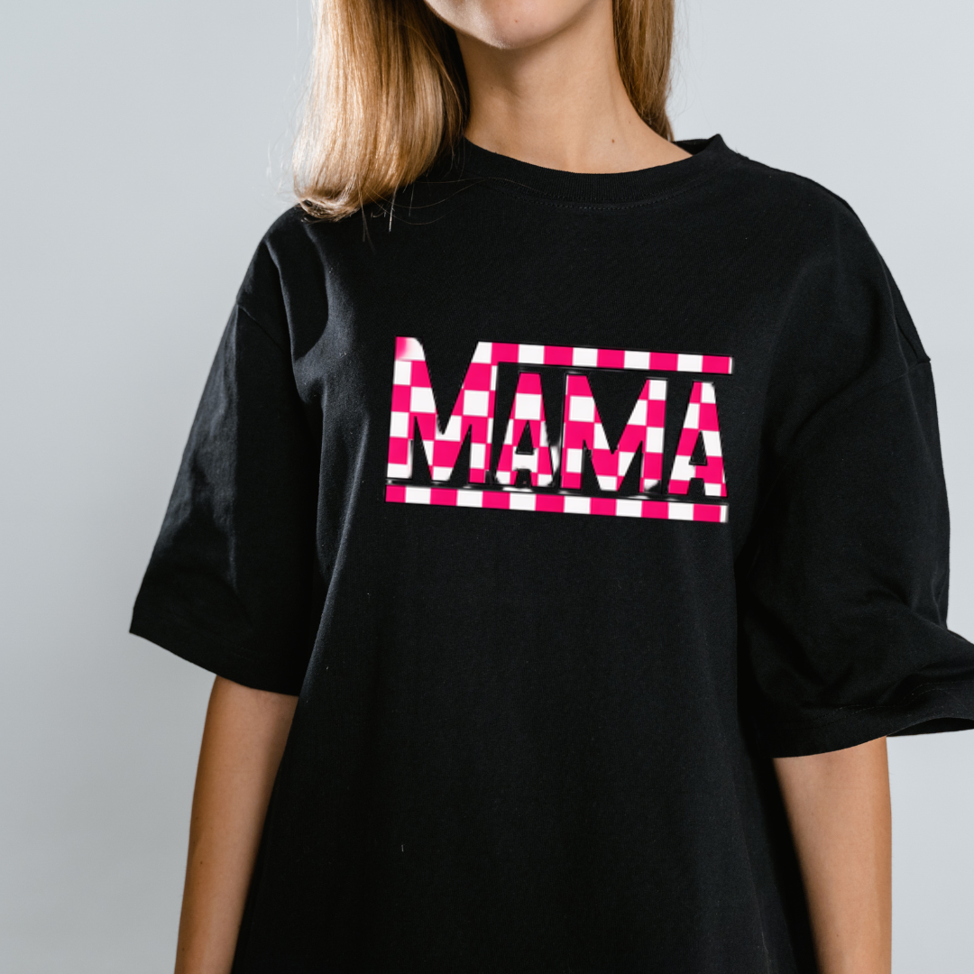 Pink Check Mama Tee