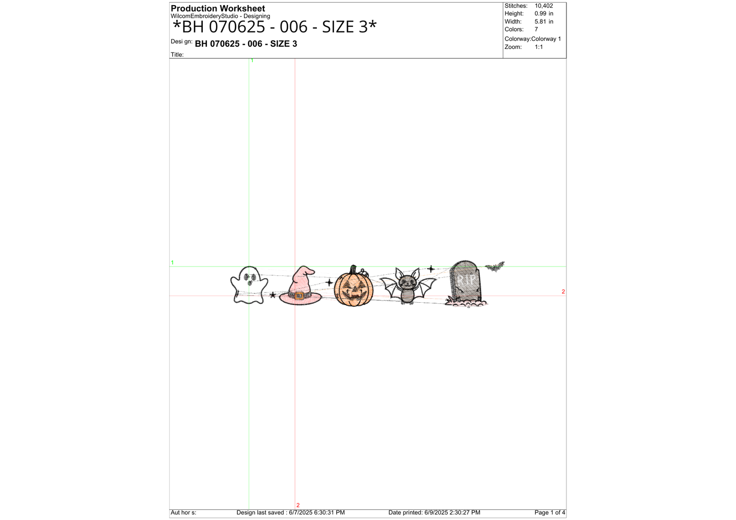 Halloween Icon Strip Embroidery – size 5XL