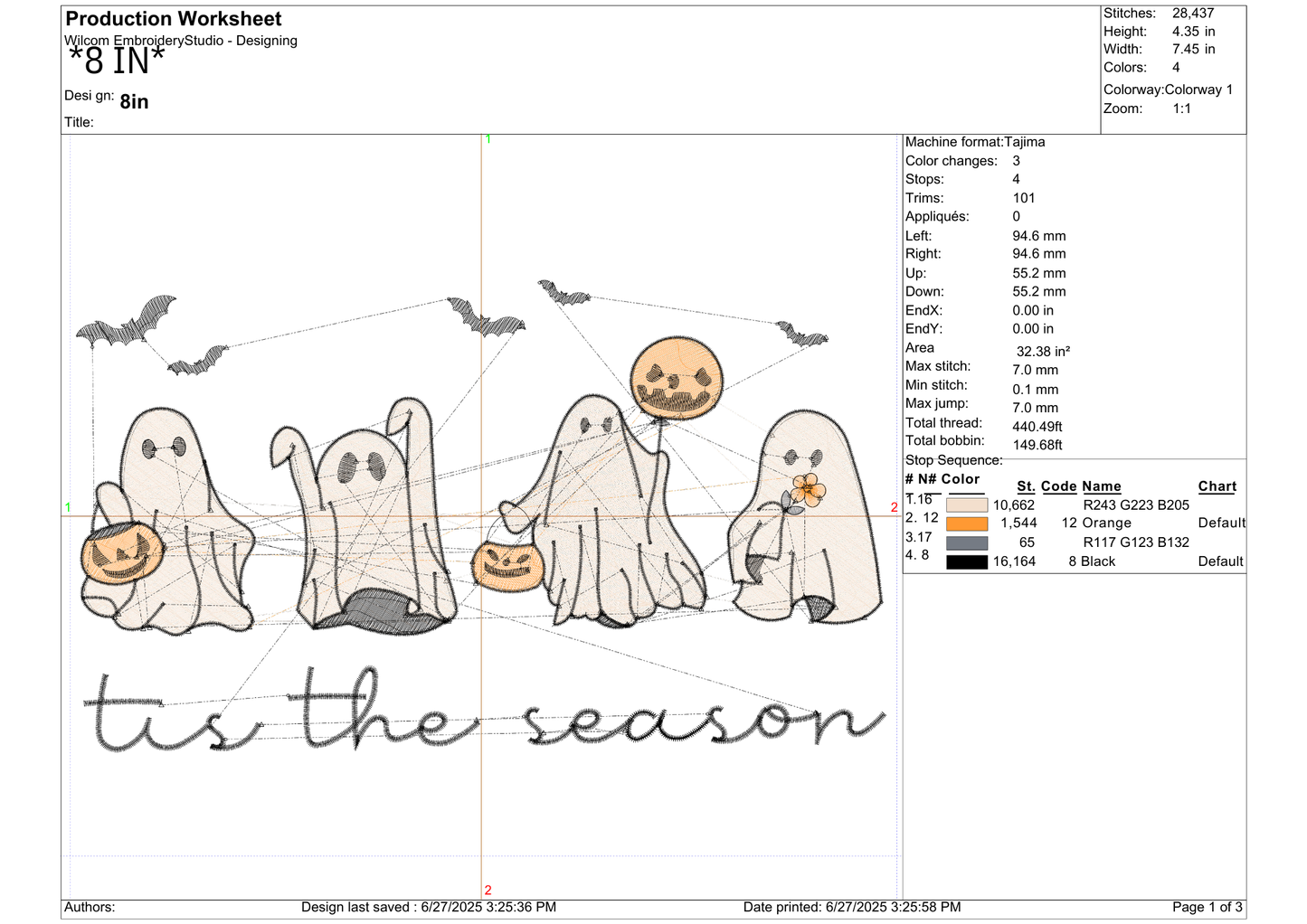 Tis the Season Ghosts Embroidery – size 5XL