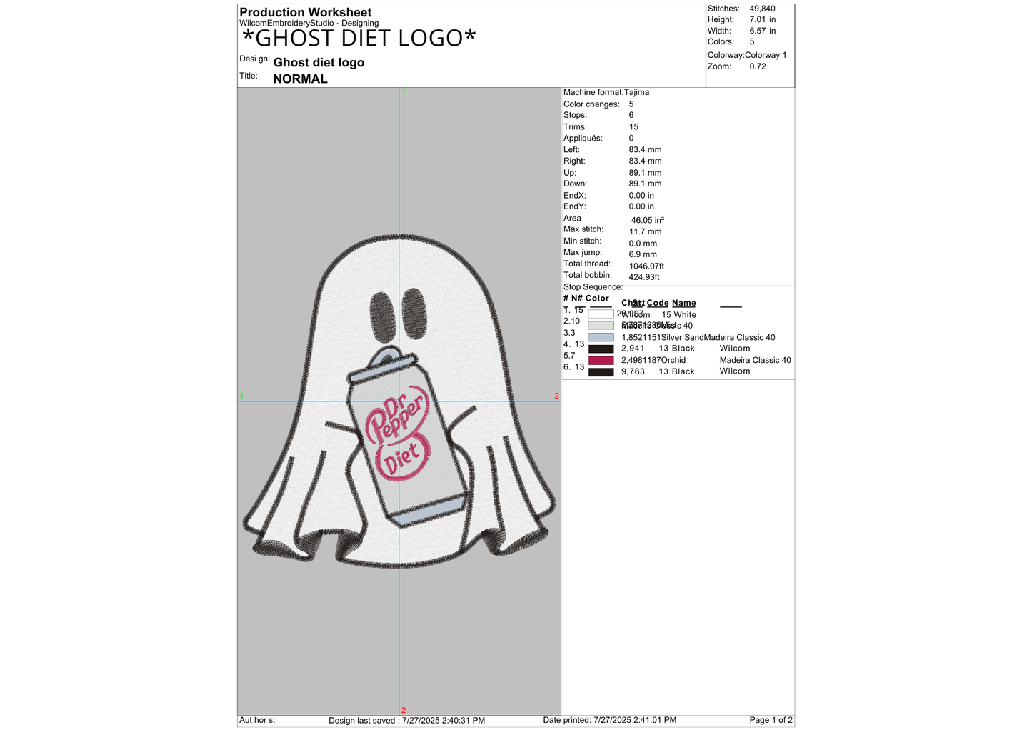 Ghost Drink Embroidery – Pick Your Favorite Beverage