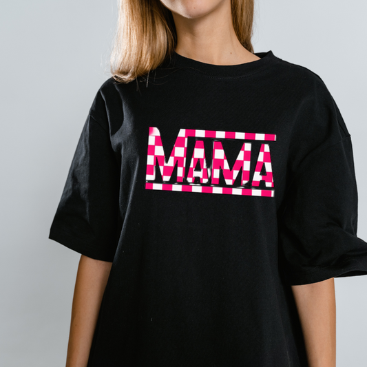 Pink Check Mama Tee