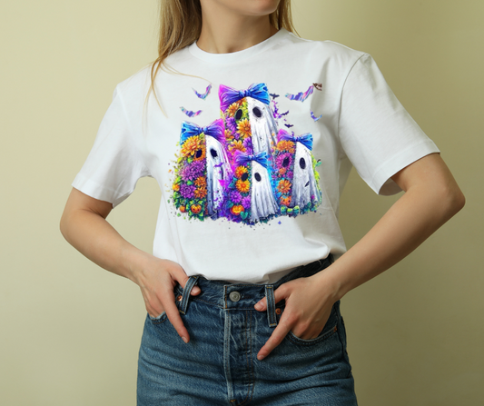 Neon Floral Ghost Squad Tee