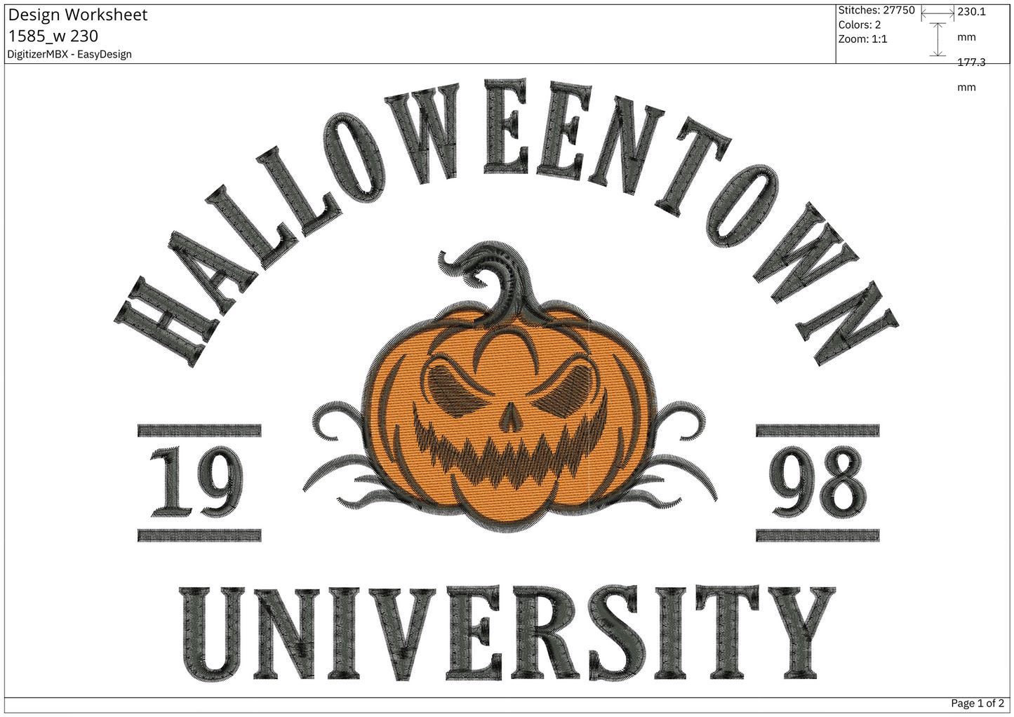 Halloweentown University Embroidery – size 5XL