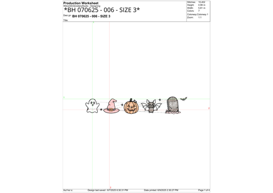 Halloween Icon Strip Embroidery – size 5XL