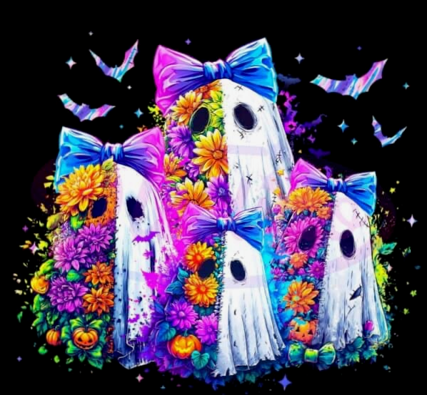 Neon Floral Ghost Squad Tee