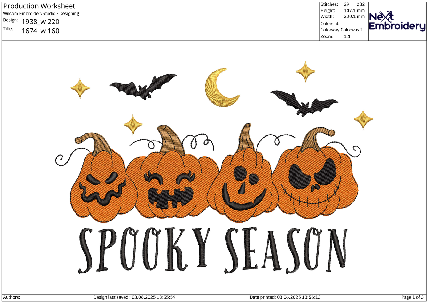 Jack-o’-Lantern Spooky Season Embroidery – size 5XL