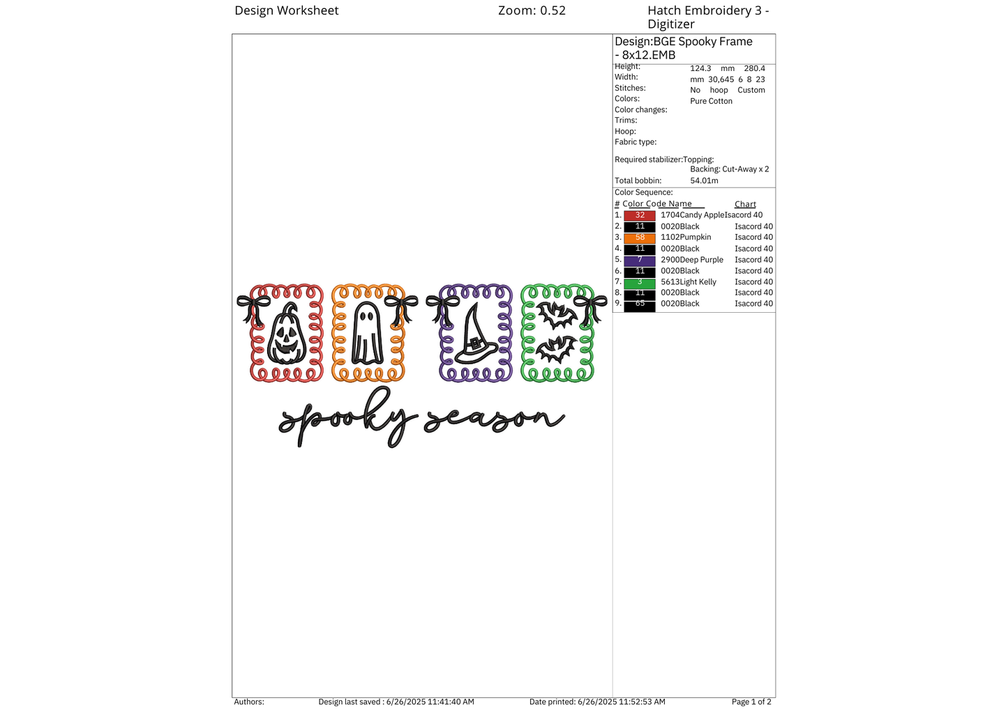 Spooky Season Frame Embroidery – size 5XL