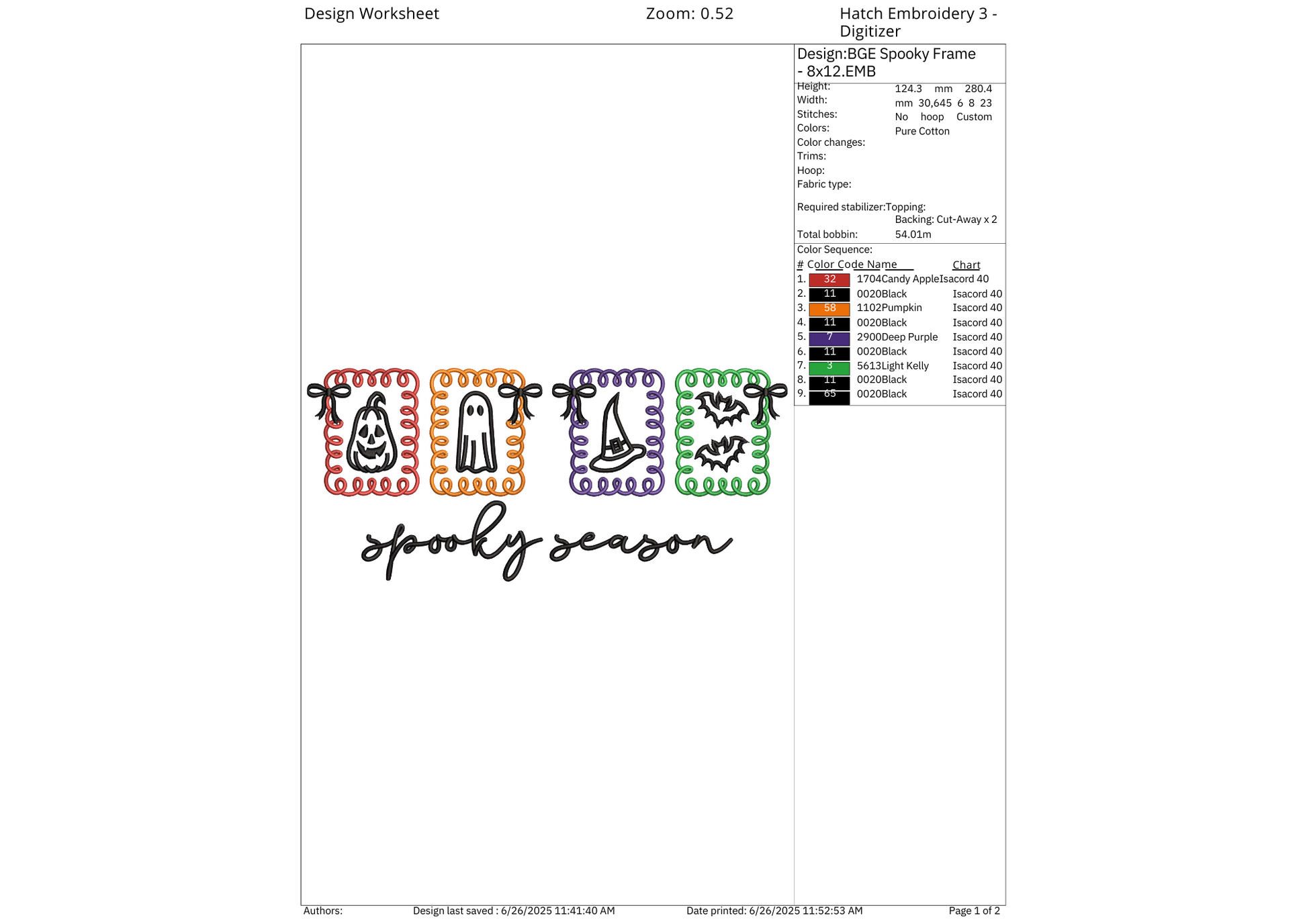 Spooky Season Frame Embroidery – size 5XL